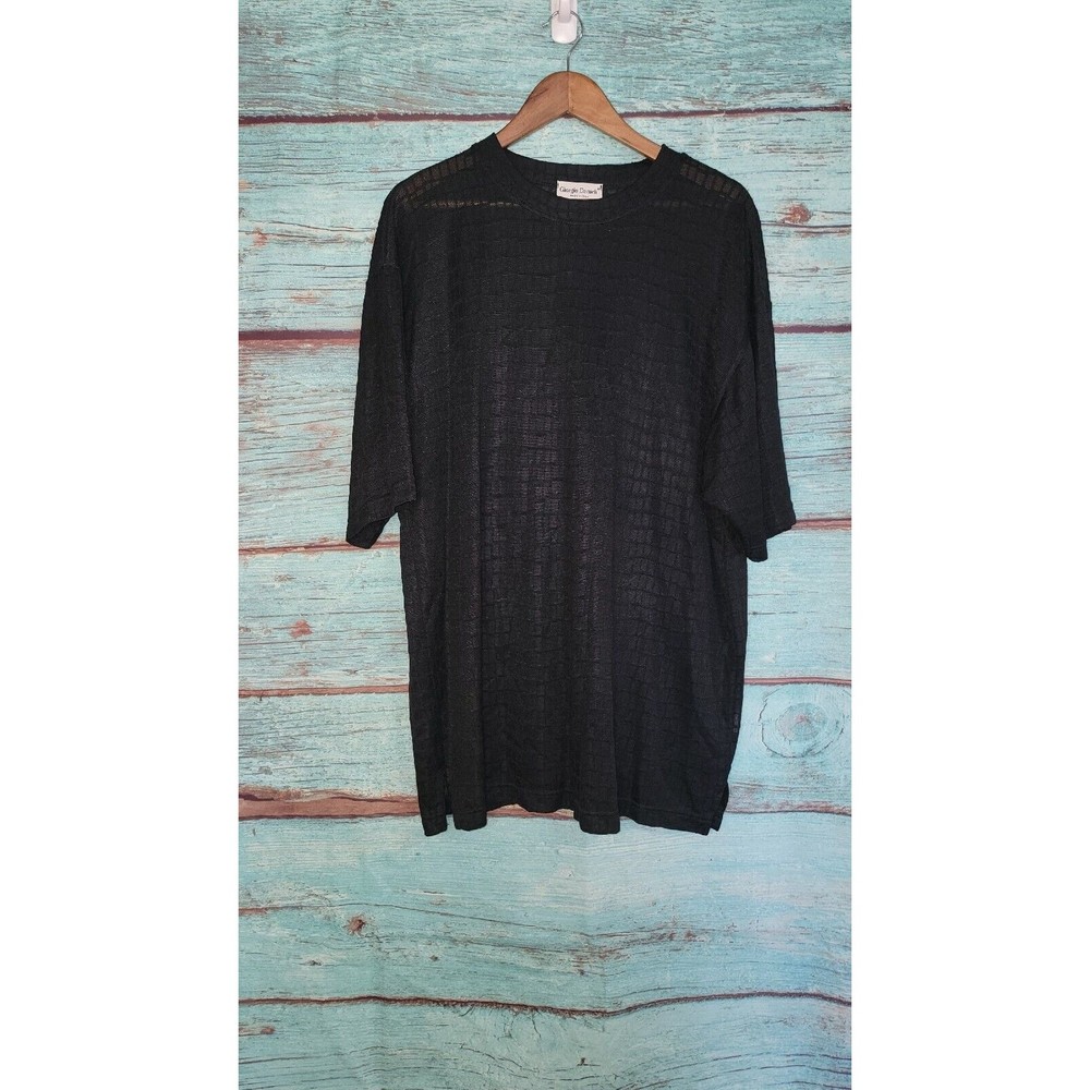 Giorgio Danieli Made In Italy Black Checkered (See Through) Shirt Size 3x